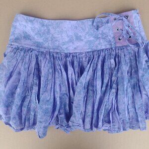 Y2K 100% cotton purple blue lavender stone acid wash mini skirt sz 4